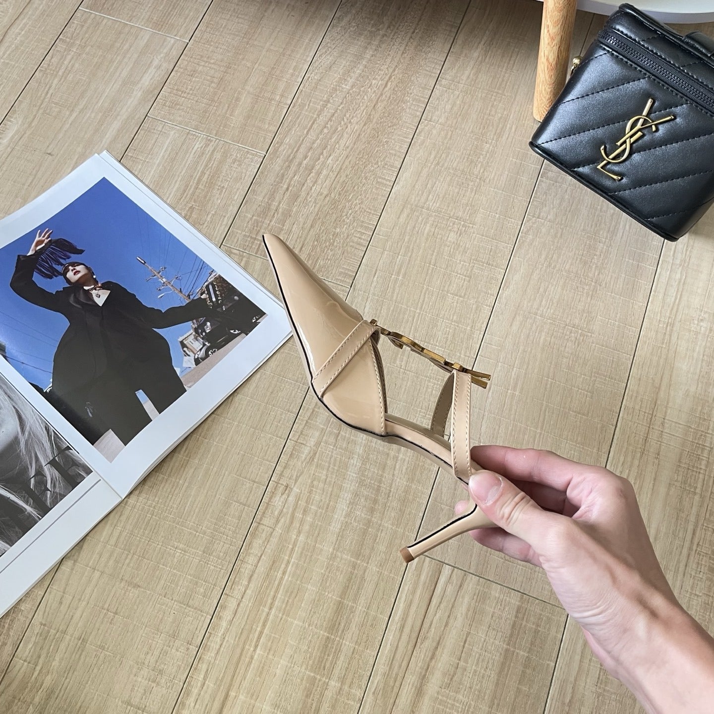 Saint Laurent Lambskin Leather Logo Sandals