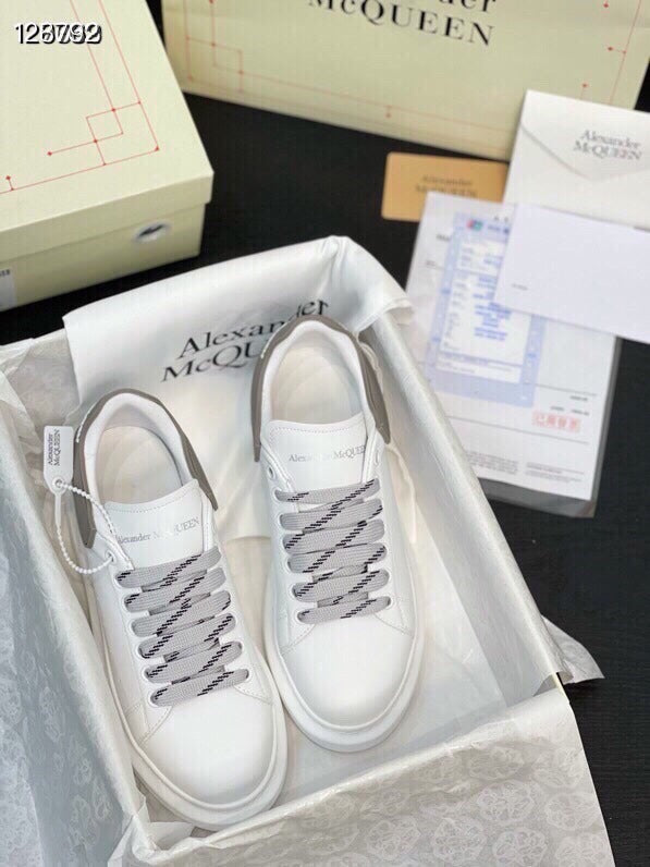 Alexander McQueen Women White Lambskin Leather Logo Sneakers