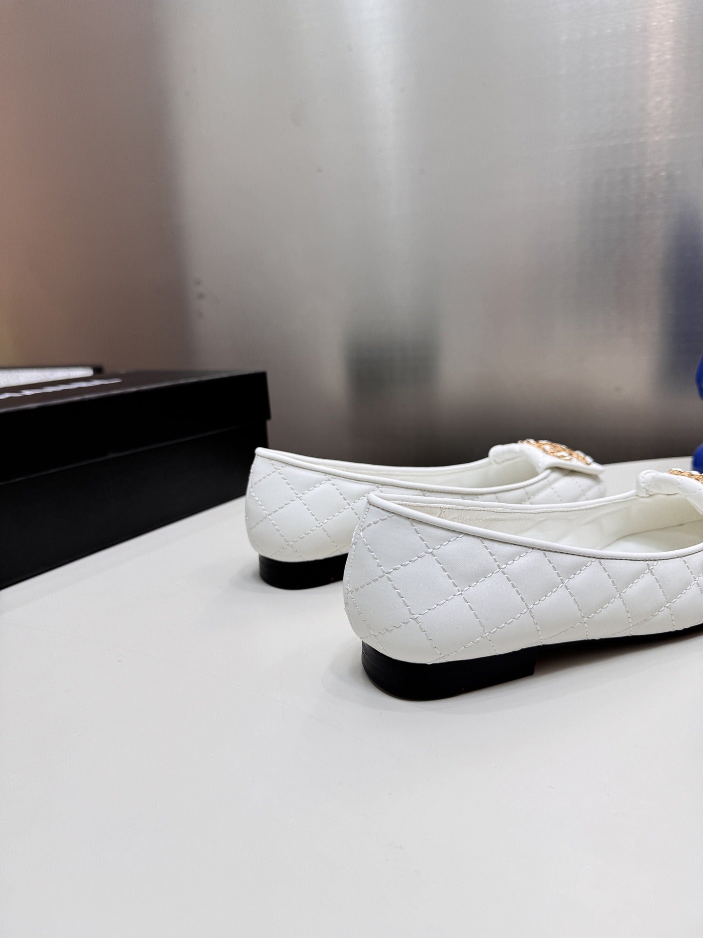 Chanel Lambskin Leather Chain Ballet Flats