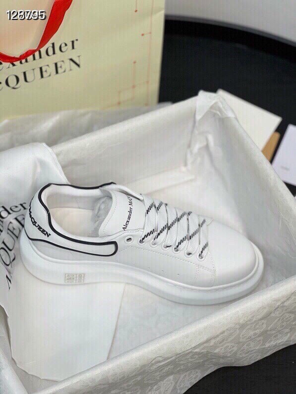 Alexander McQueen Women White Lambskin Leather Logo Sneakers
