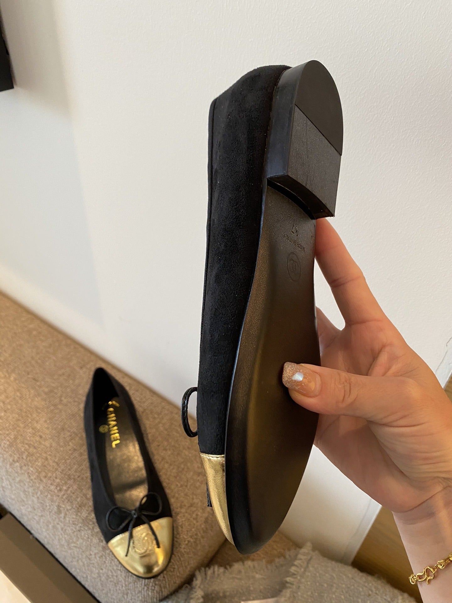 Chanel Leather Bow Ballet Flats