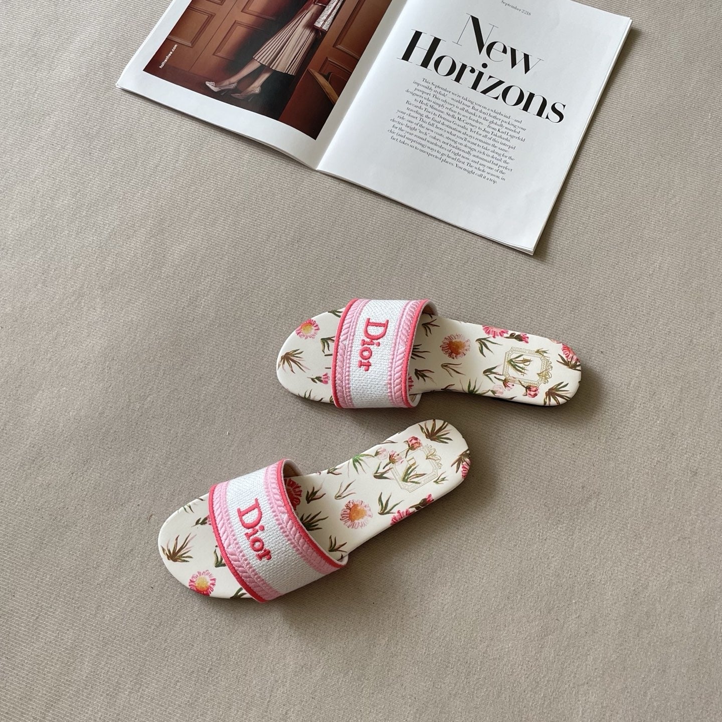 Dior Leather Embroidered Slides