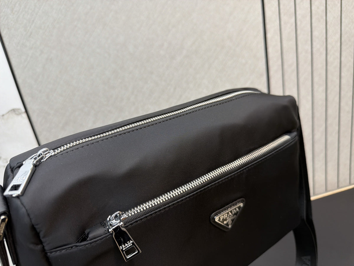 Prada Black Nylon & Canvas Shoulder Bag