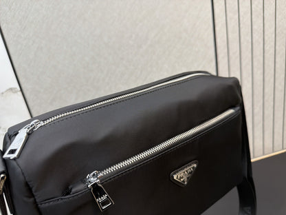 Prada Black Nylon & Canvas Shoulder Bag