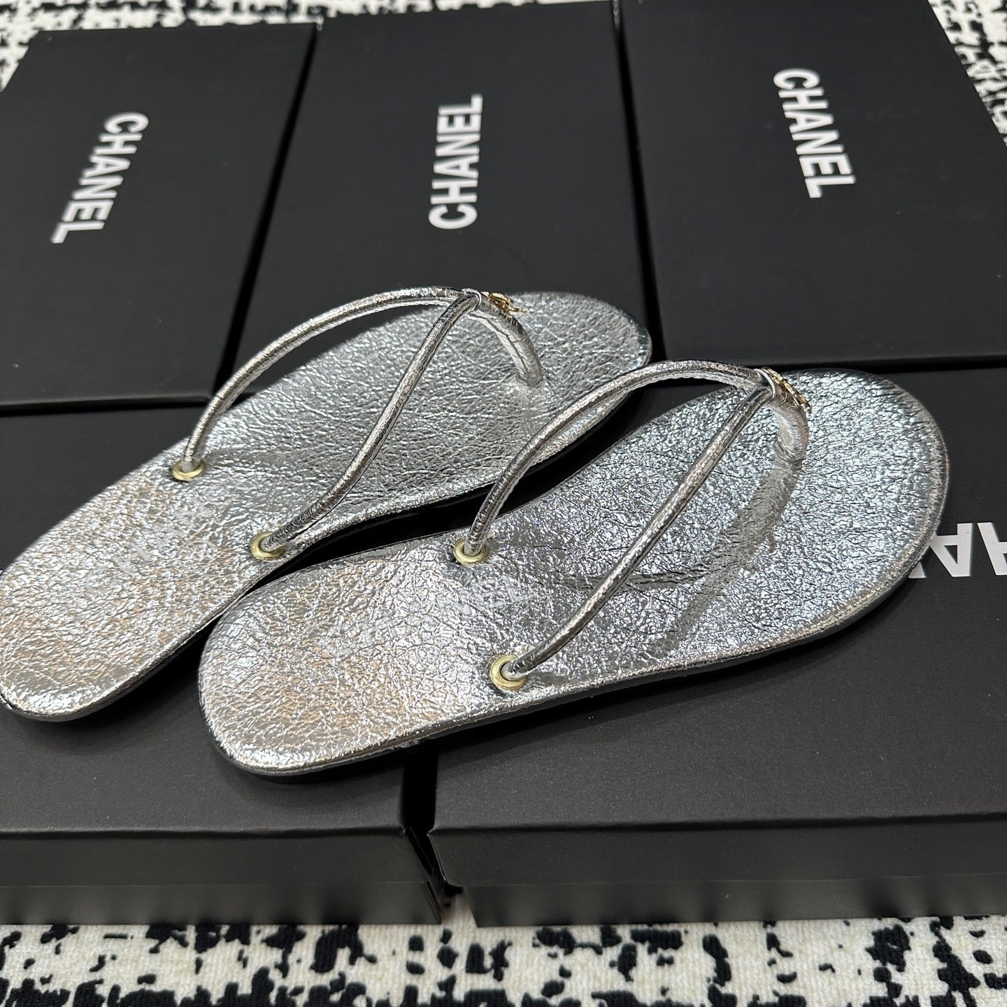 Chanel Lambskin Leather Slides