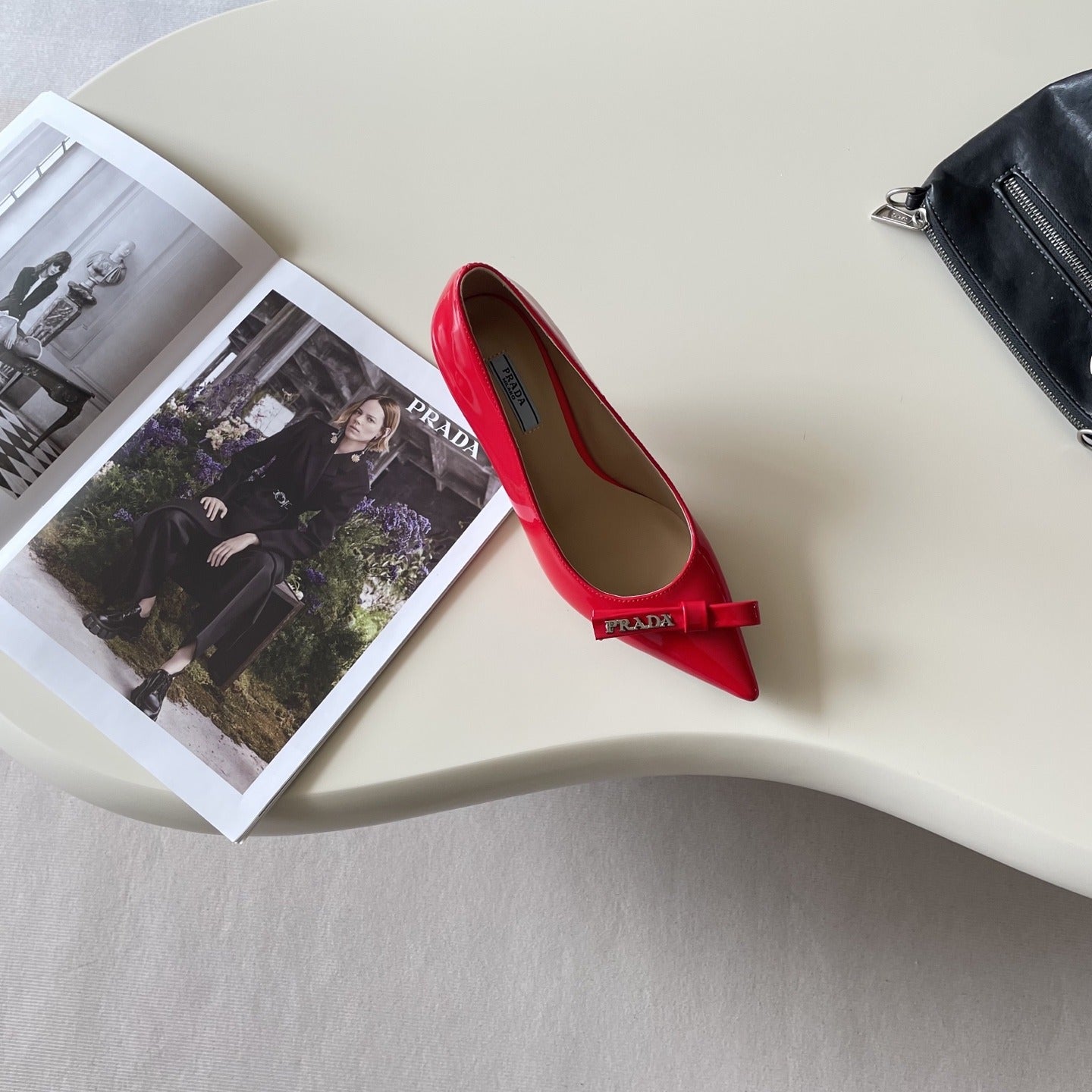 Prada Lambskin Leather Bow Heels