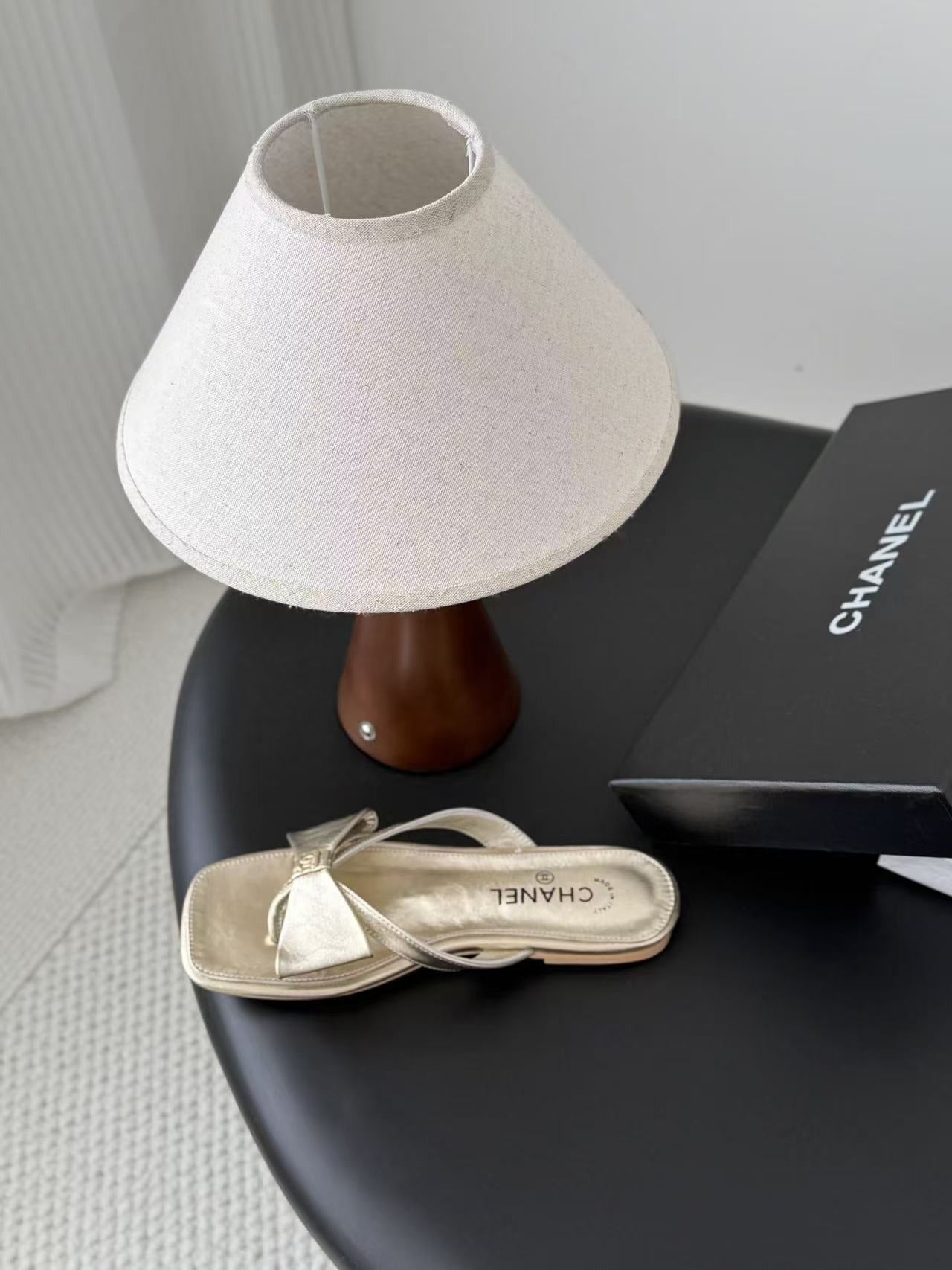 Chanel Lambskin Leather Bow Slides