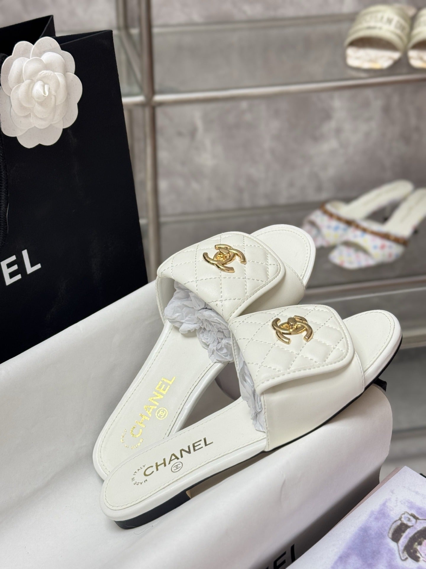 Chanel Lambskin Leather Slides