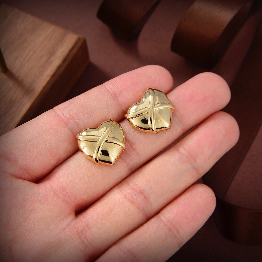 Saint Laurent Brass Heart Earrings
