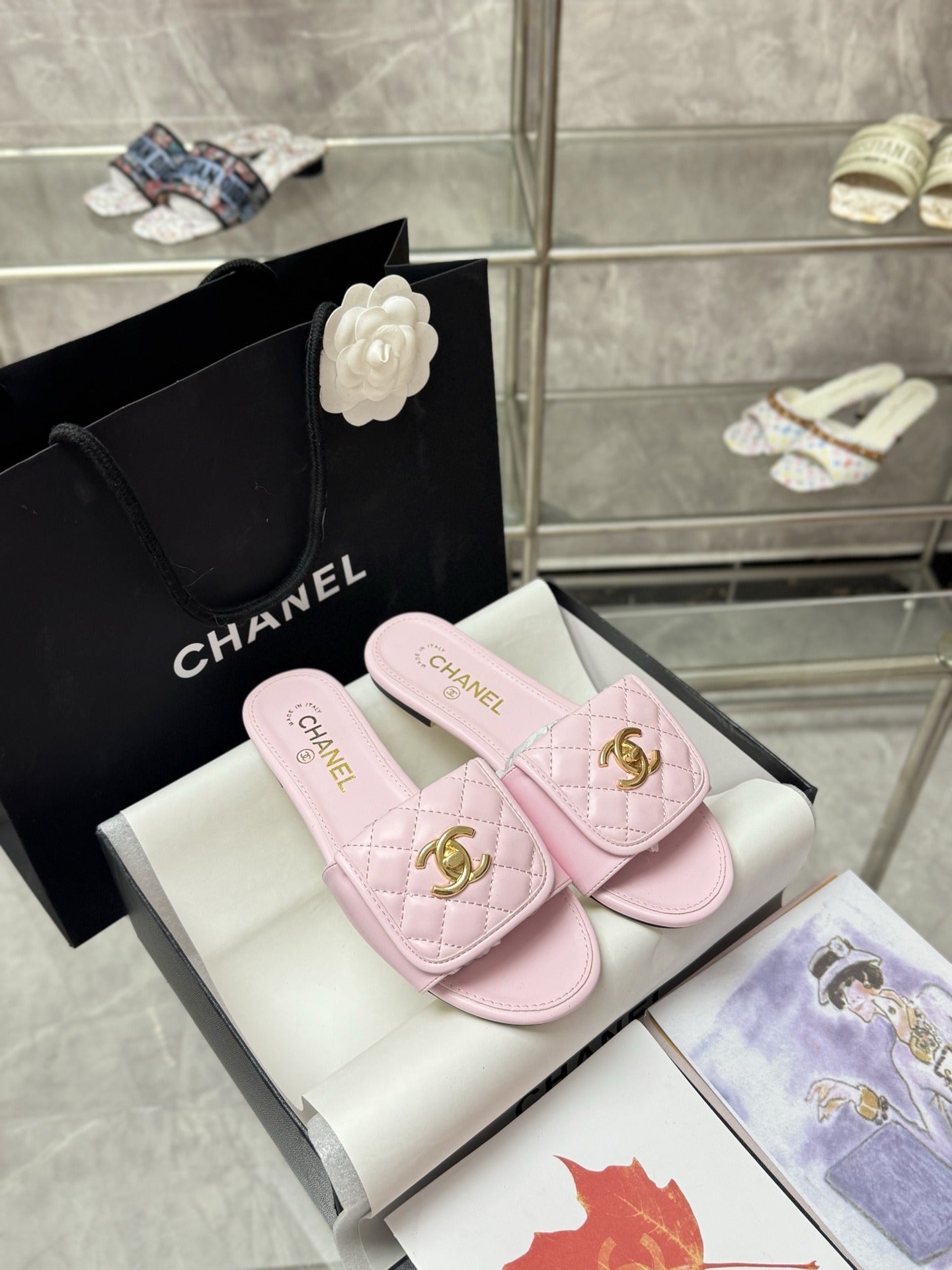 Chanel Lambskin Leather Slides