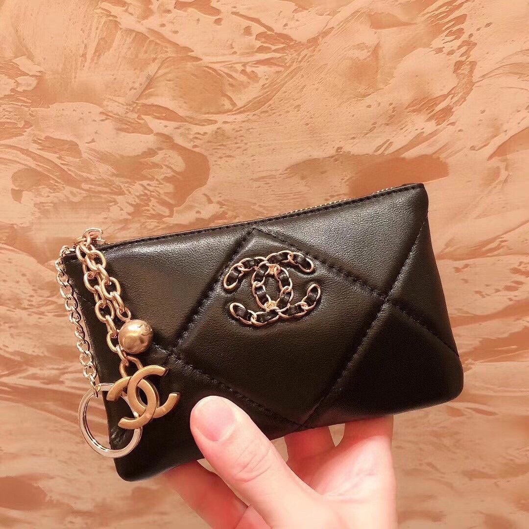 Chanel Black Lambskin Leather Wallet