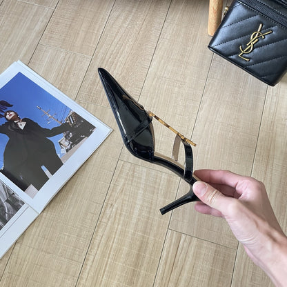 Saint Laurent Lambskin Leather Logo Sandals