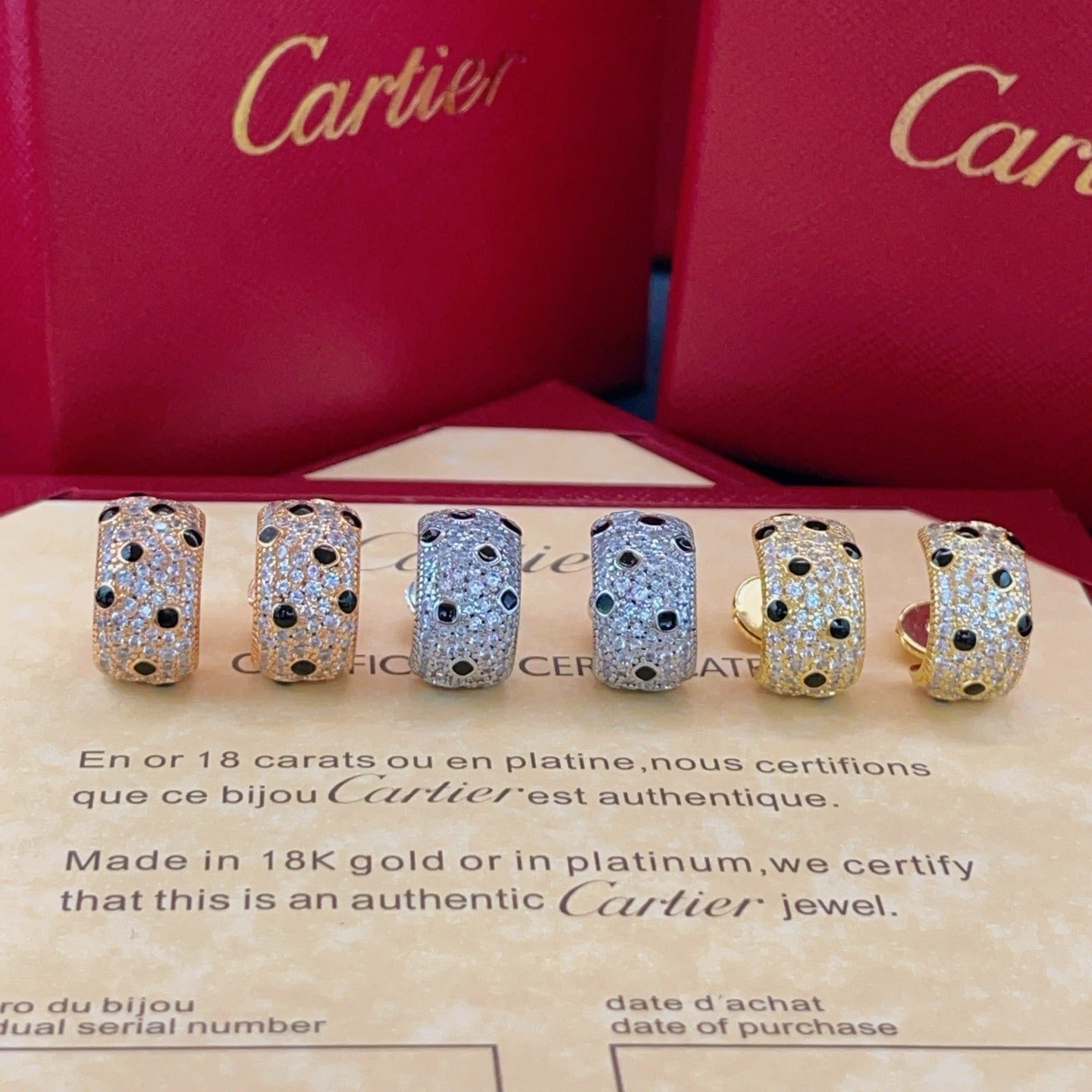 Cartier Silver Brass Leopard-Print Earrings
