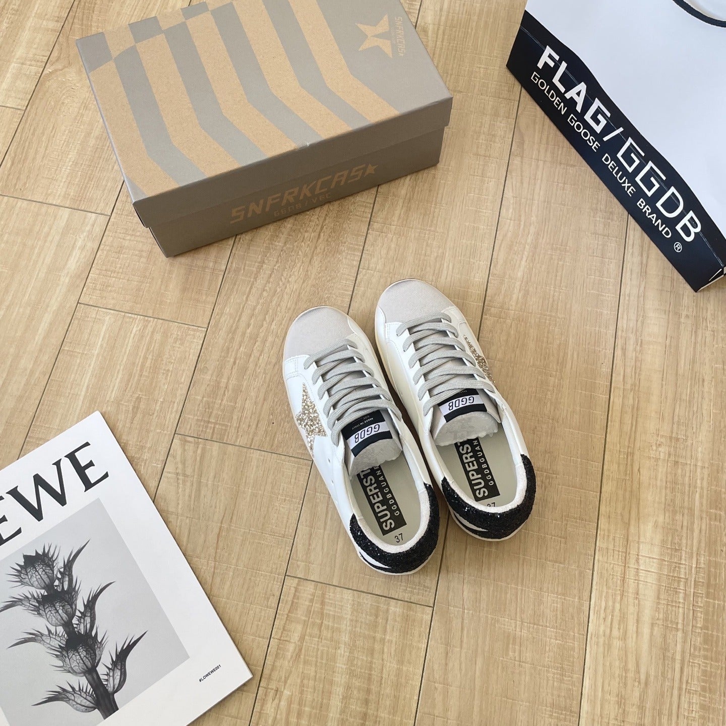 Golden Goose Calfskin Leather Vintage-Finish Sneakers