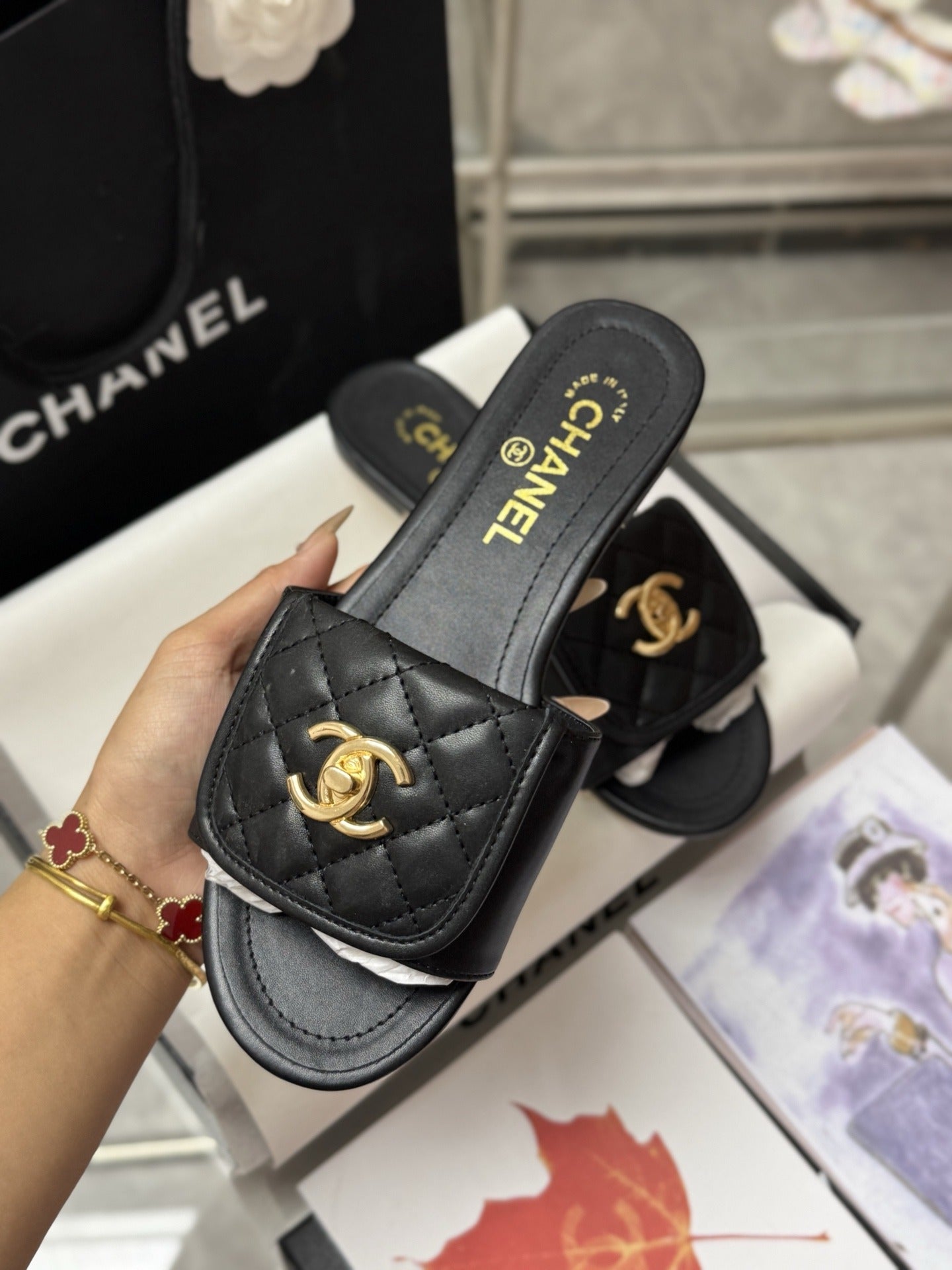 Chanel Lambskin Leather Slides