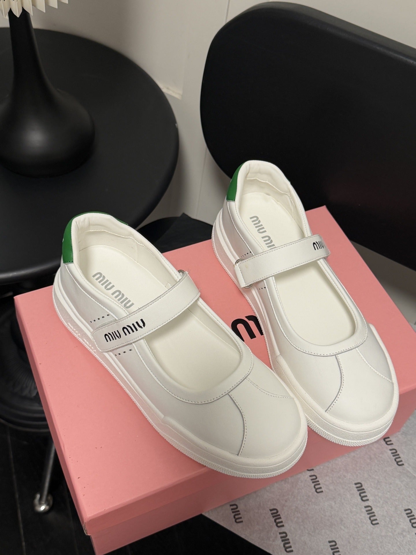 Miu Miu White Leather Logo Sneakers