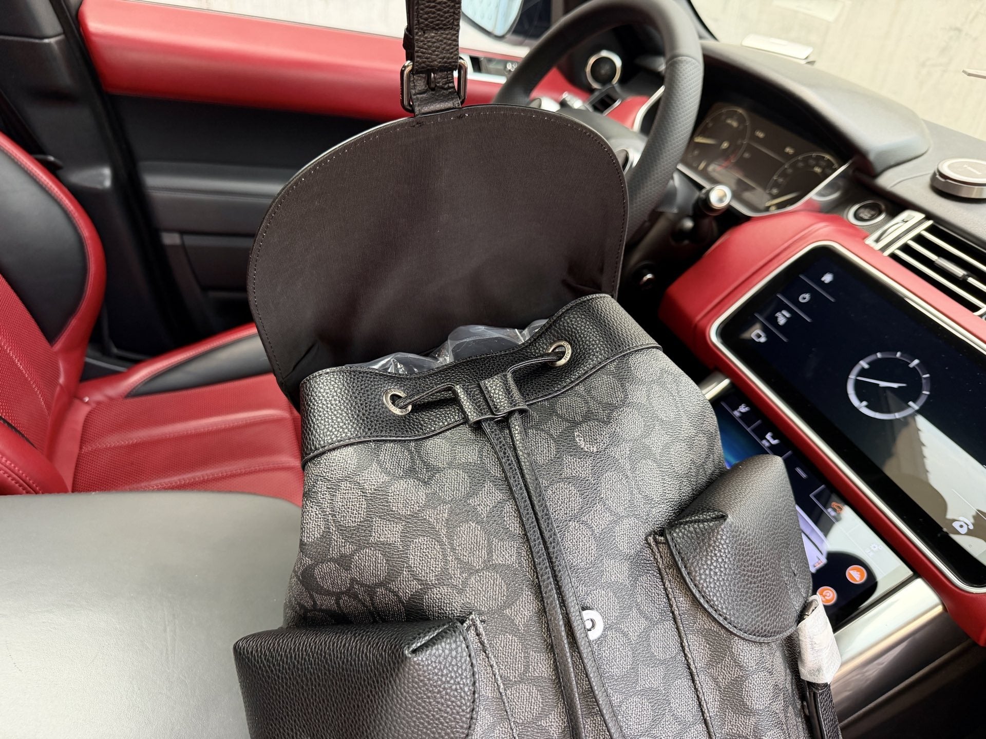Coach Leather Logo Backpack
