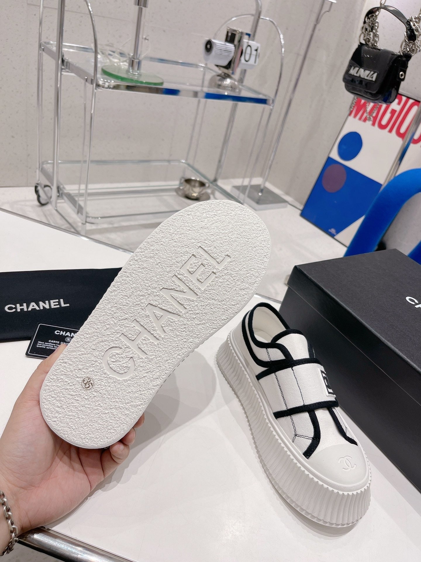 Chanel Canvas & Leather Vintage-Finish Canvas Shoes