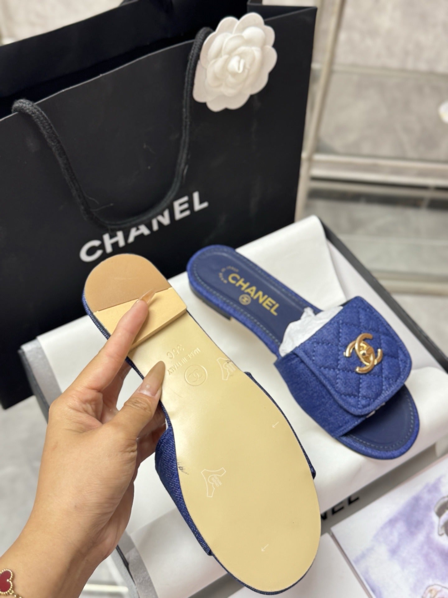 Chanel Lambskin Leather Slides