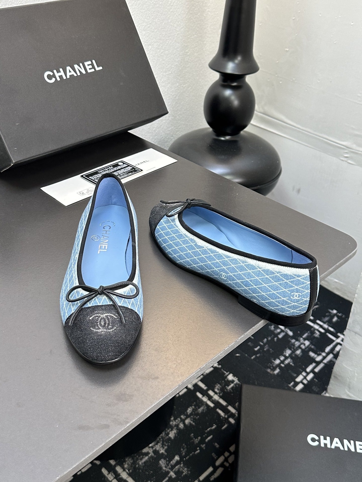Chanel Lambskin Leather Bow Ballet Flats