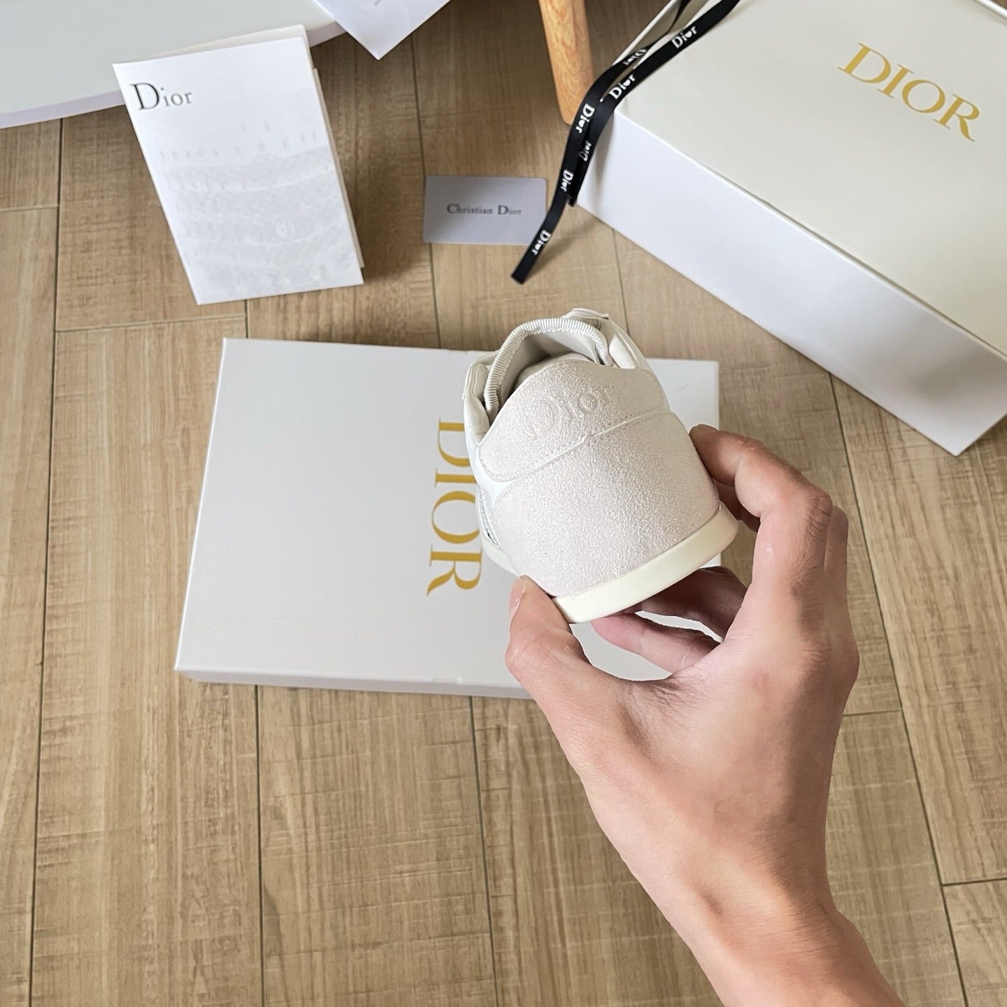 Dior Leather Vintage-Finish Sneakers
