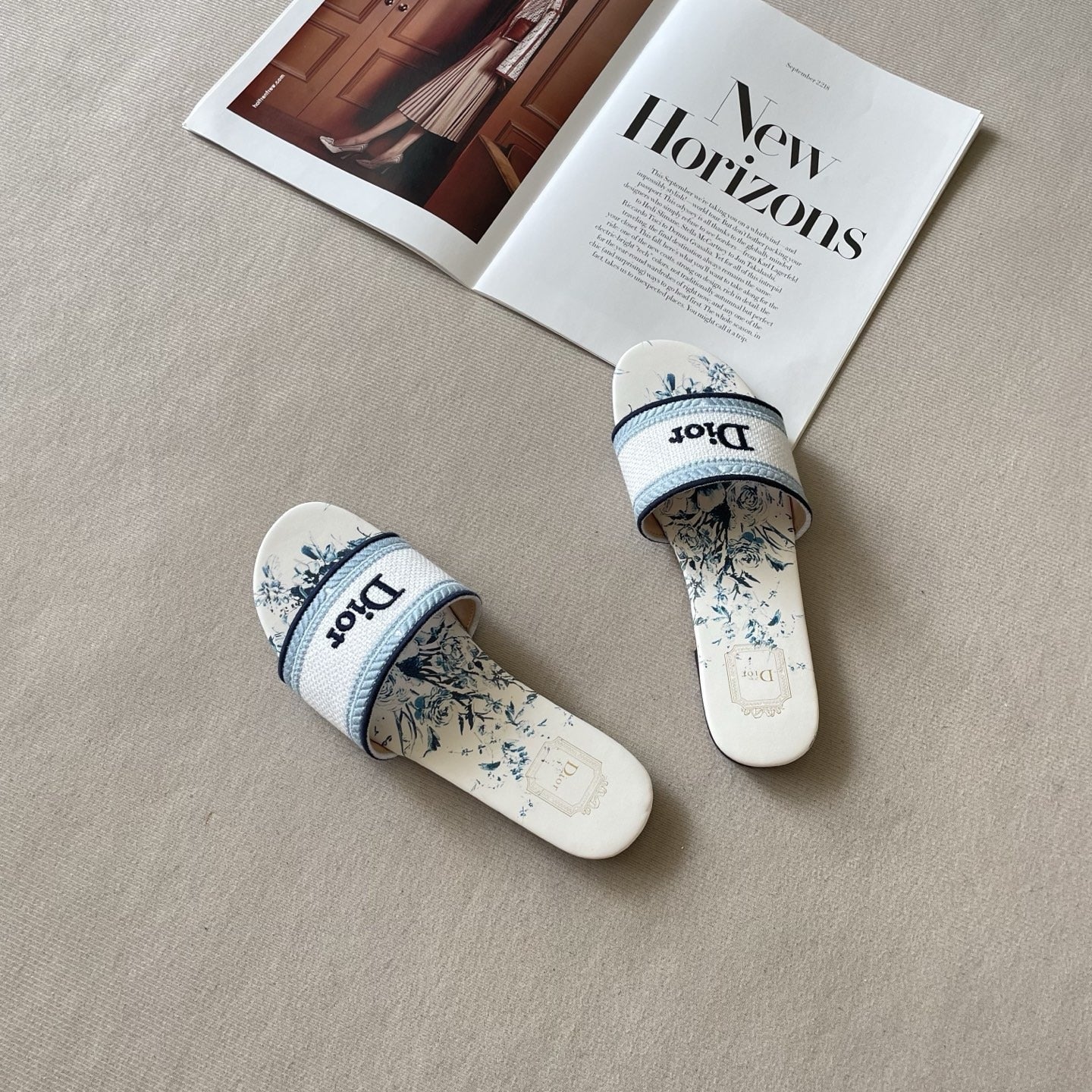Dior Leather Embroidered Slides