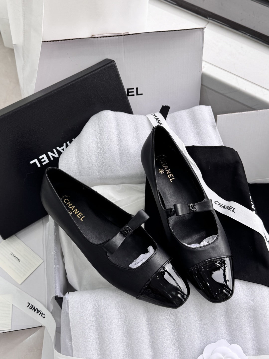 Chanel Patent Leather Bow Shoes