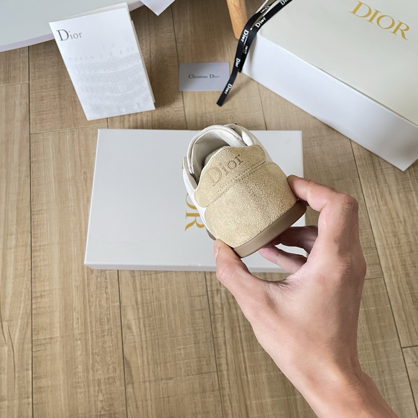 Dior Leather Vintage-Finish Sneakers