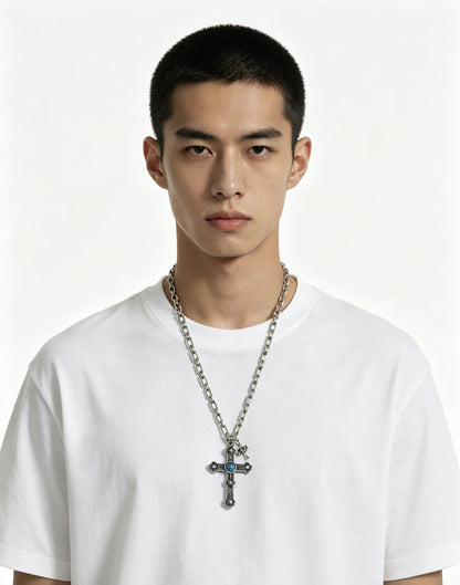 Chrome Hearts Sterling Silver Cross Necklace