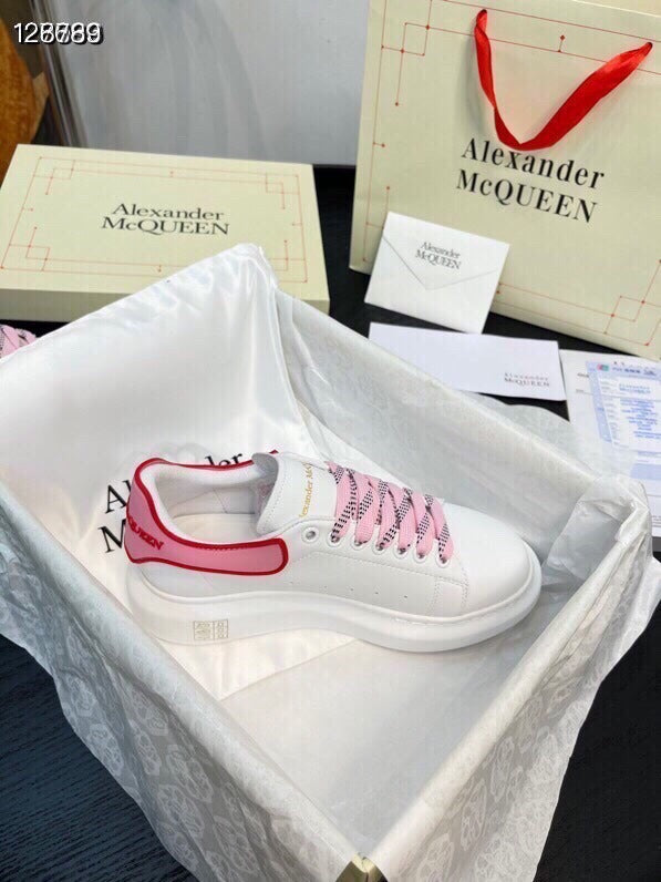 Alexander McQueen Women White Lambskin Leather Logo Sneakers