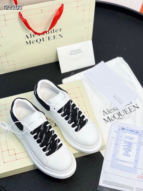Alexander McQueen Women White Lambskin Leather Logo Sneakers