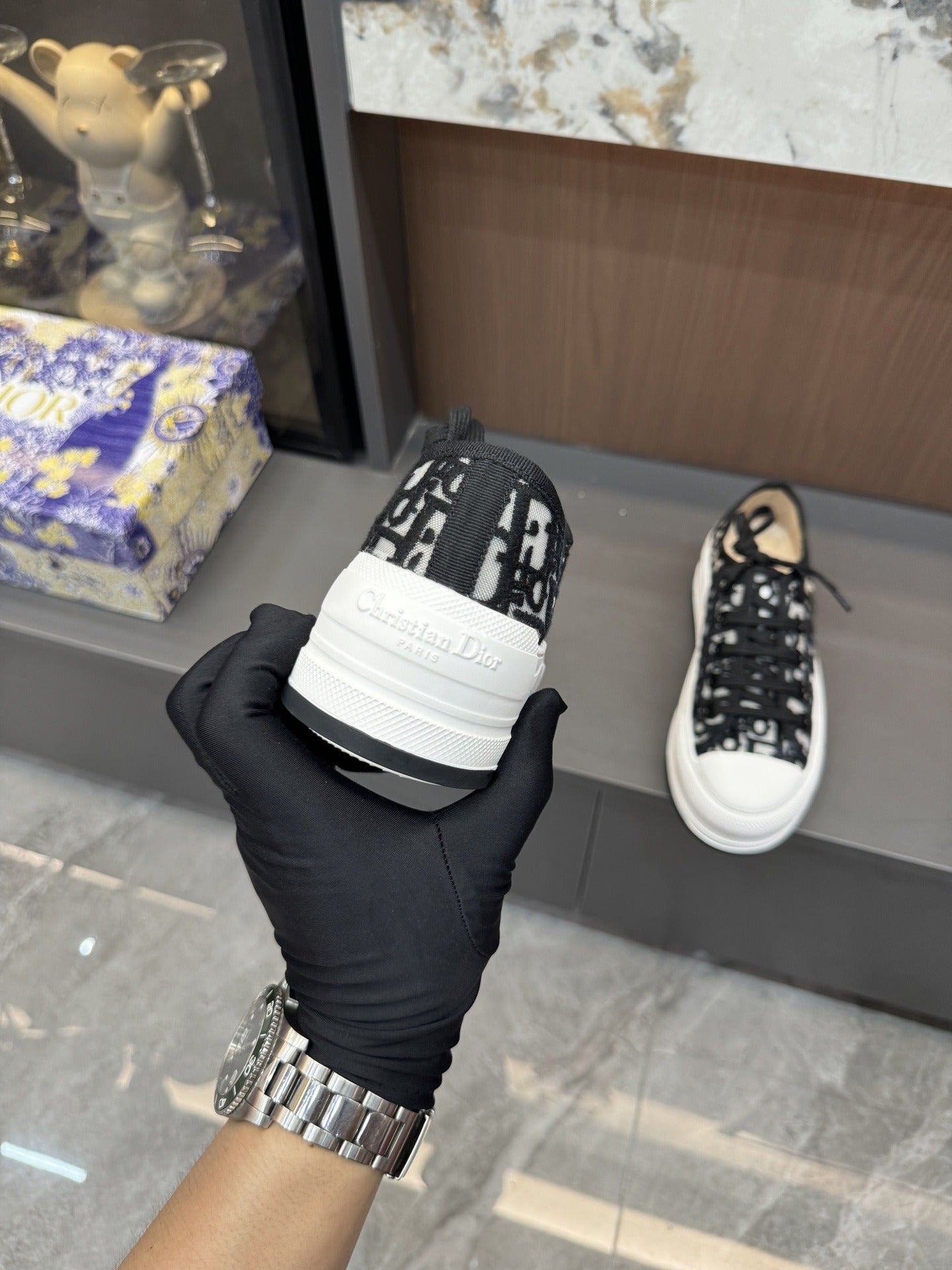 Dior Women Cotton & Lambskin Leather Embroidered Shoes