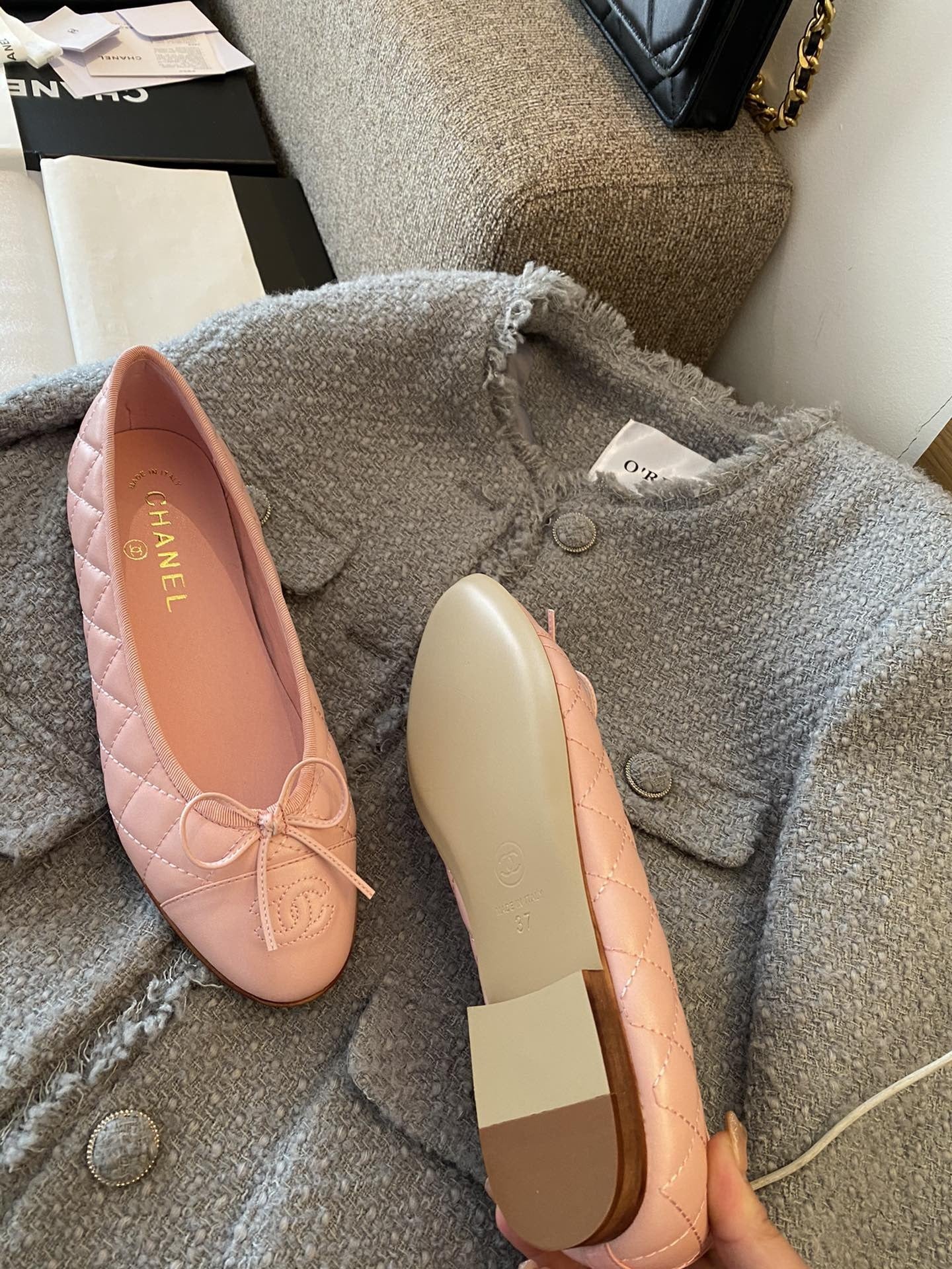 Chanel Leather Bow Ballet Flats