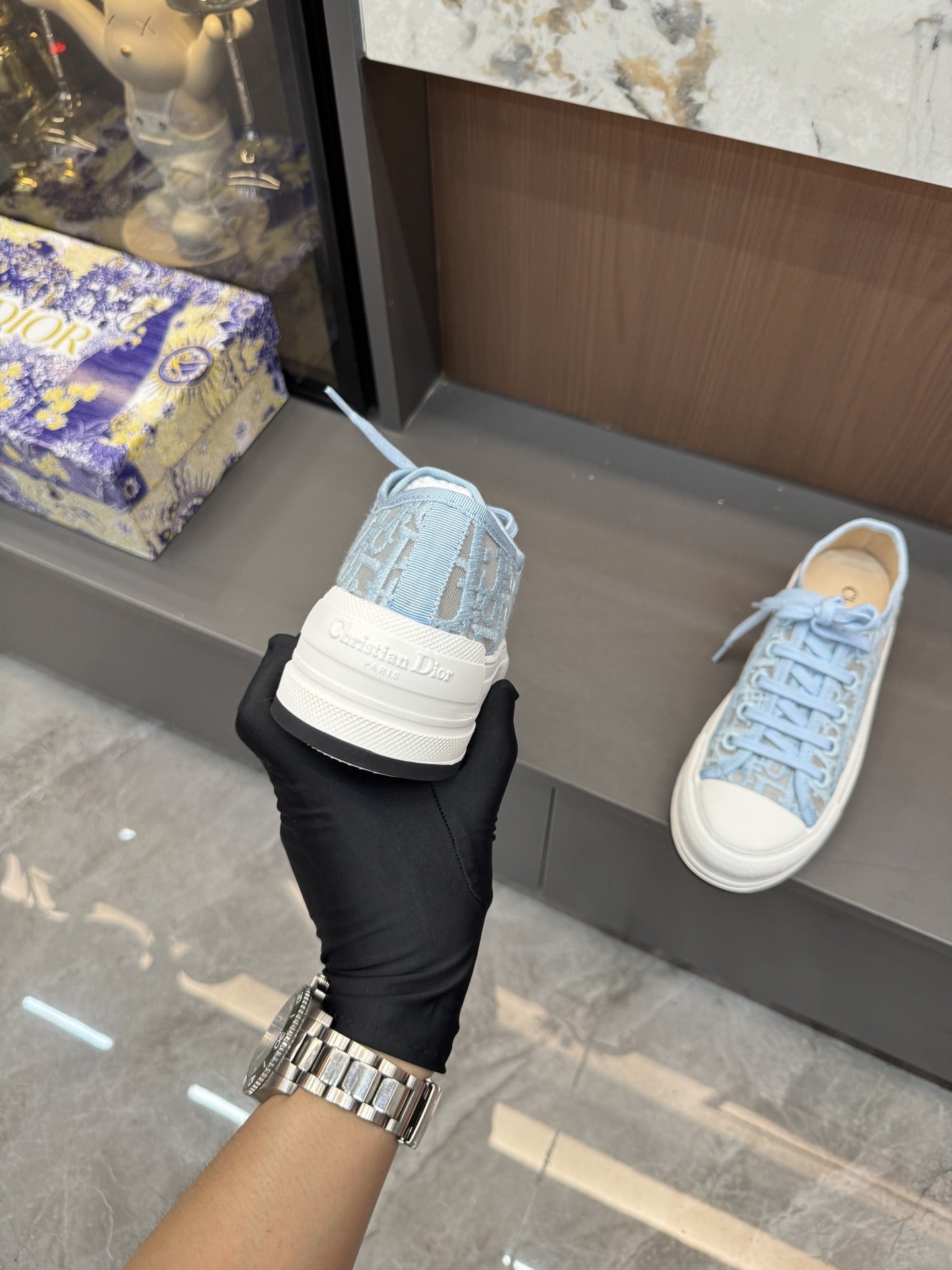 Dior Women Cotton & Lambskin Leather Embroidered Shoes