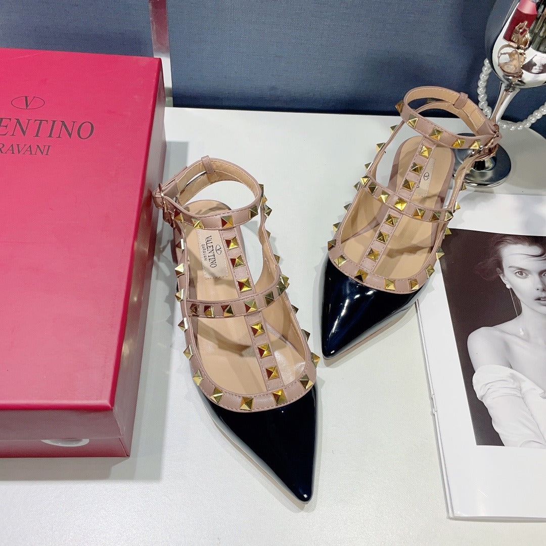 Valentino Lambskin Leather Pointed Toe Sandals