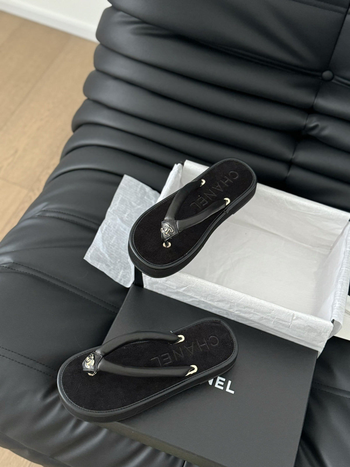 Chanel Leather Slides