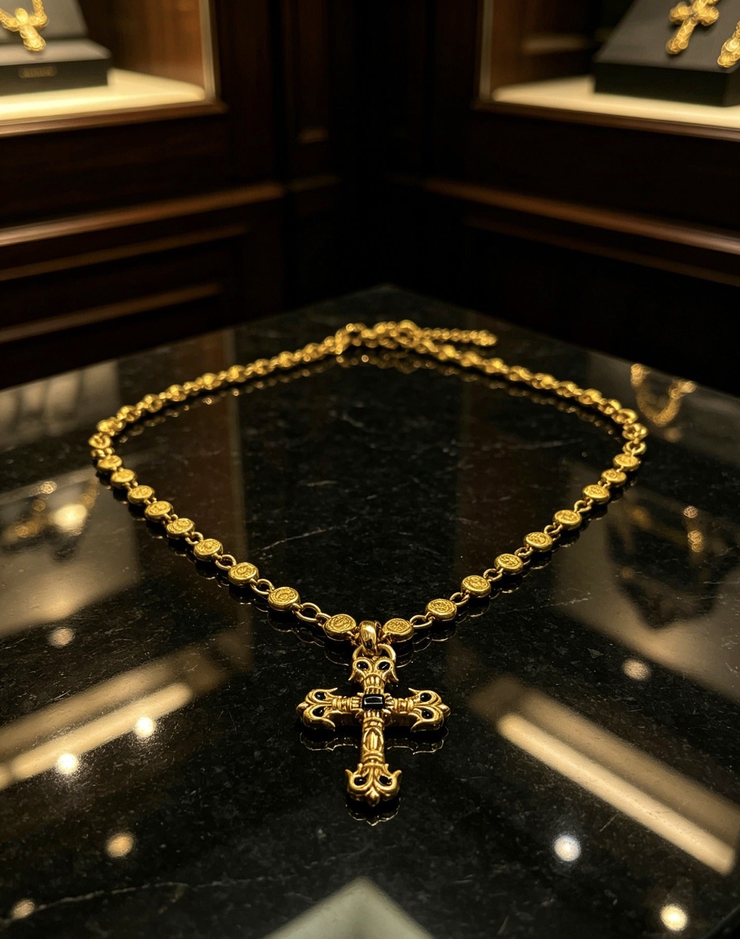 Chrome Hearts Sterling Silver Cross Necklace