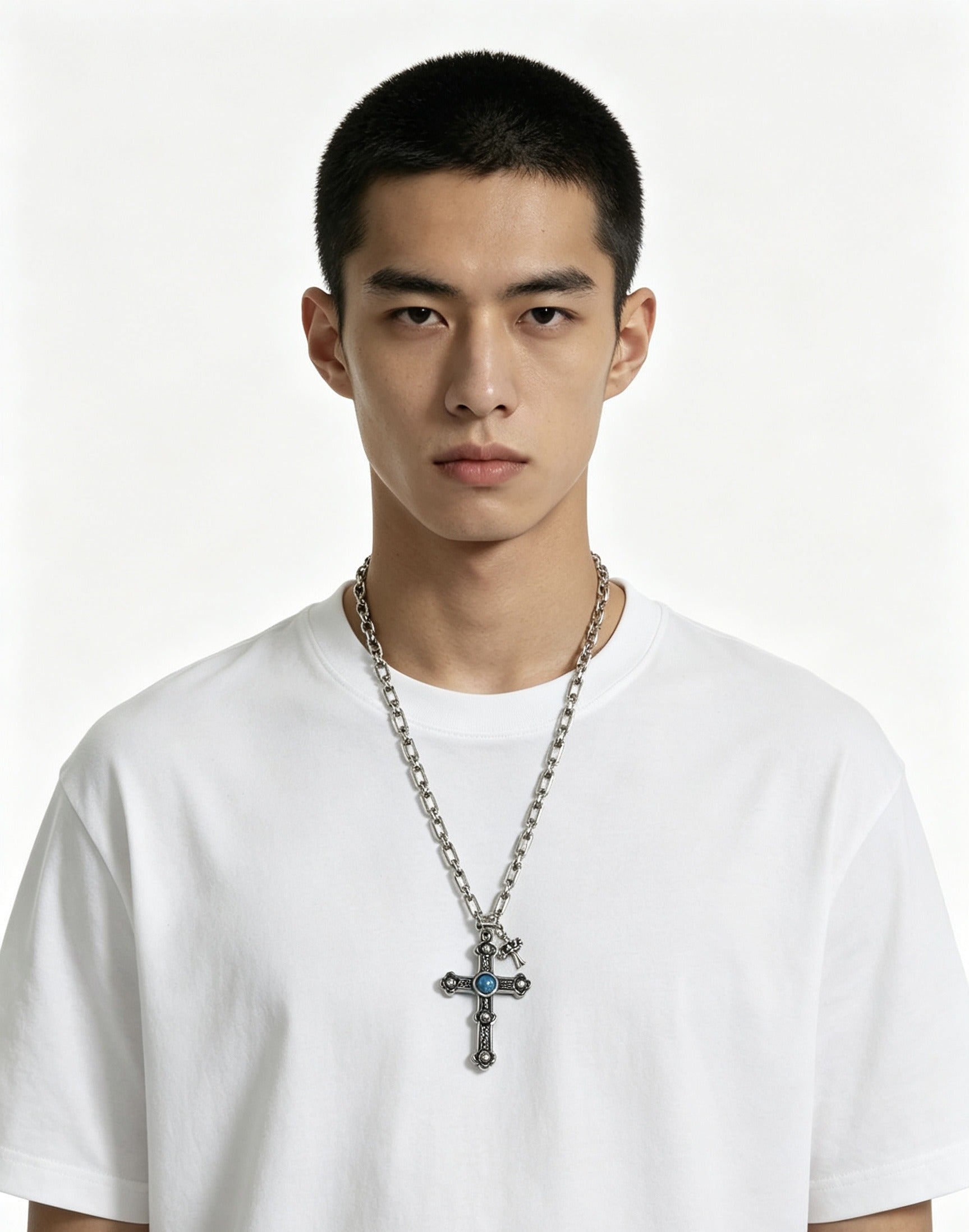 Chrome Hearts Sterling Silver Cross Necklace